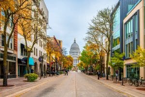wisconsin state capitol view in madison city of usa