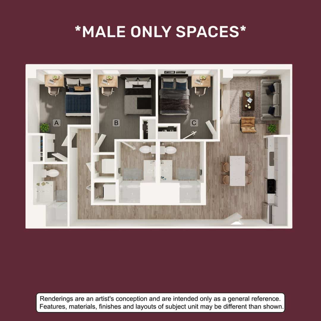 3BR/3BA – C2 floor plan