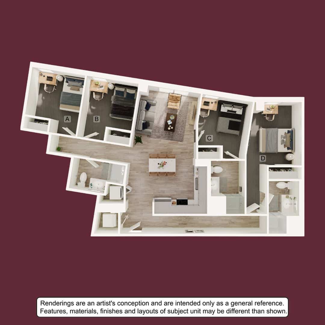 4BR/3BA – D2 floor plan