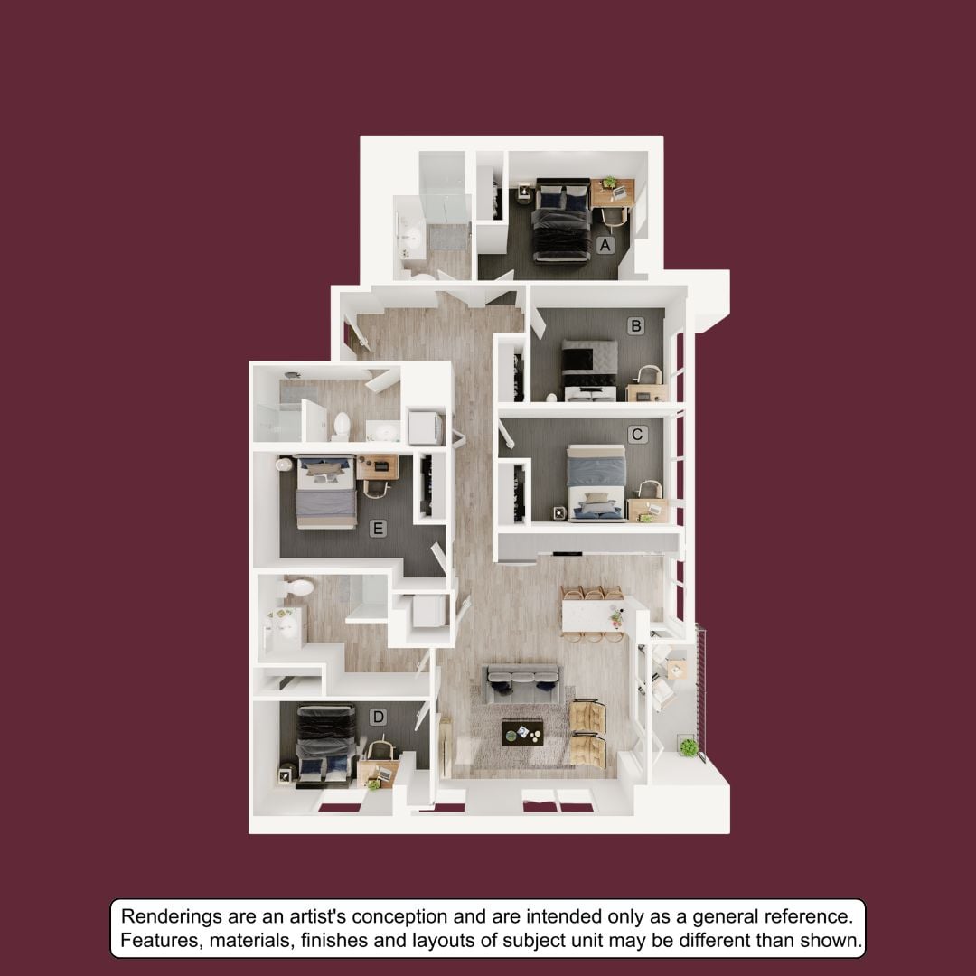 5BR/3BA – E2 floor plan