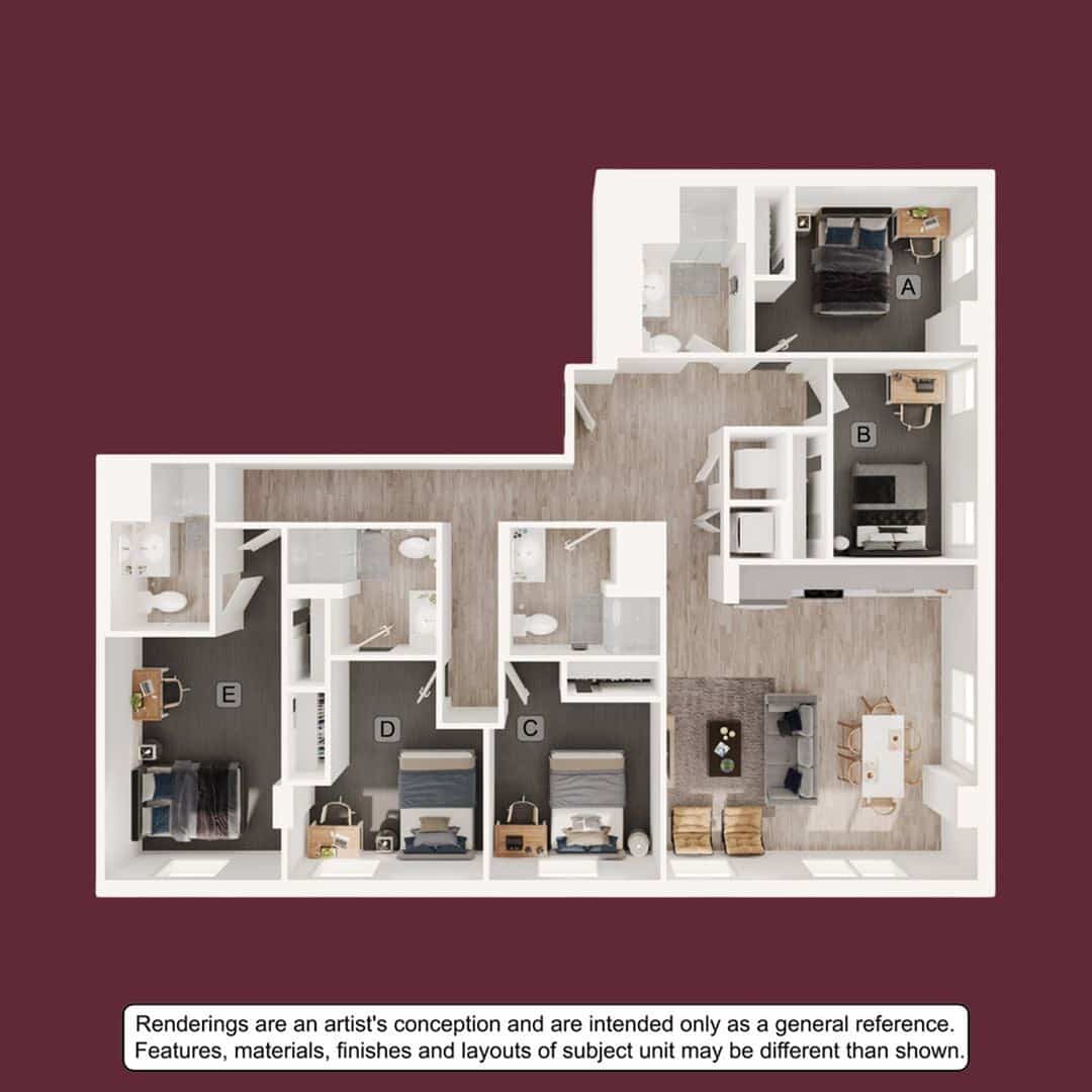 5BR/4BA – E5 floor plan